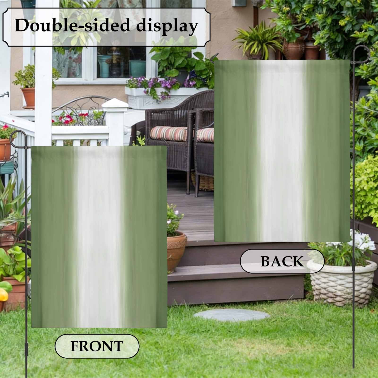 Green Ombre House Flag 28 x 40 Inches, Abstract Forest Green Ombre White Stripes Modern Weather Proof Outdoor Patio Flags Double Sided Small House Decoration for Yard Lawn Outside Home