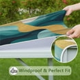 thumbnail image 6 of Teal Gold Marble Pattern Square Fitted Tablecloth with Elastic Edge,Square Table Cover,Washable Elastic Table Cover for Home Kitchen Party Decor 34"x34", 6 of 6
