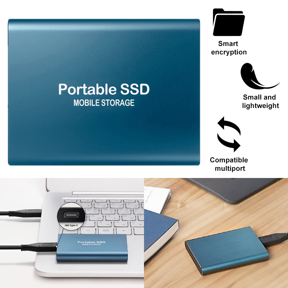 LNGOOR USB 3.1 High Speed Mobile Solid State Disk Type-C Portable 2TB SSD  External Solid State Drive Storage for PC,ipad(Blue) - Walmart.com