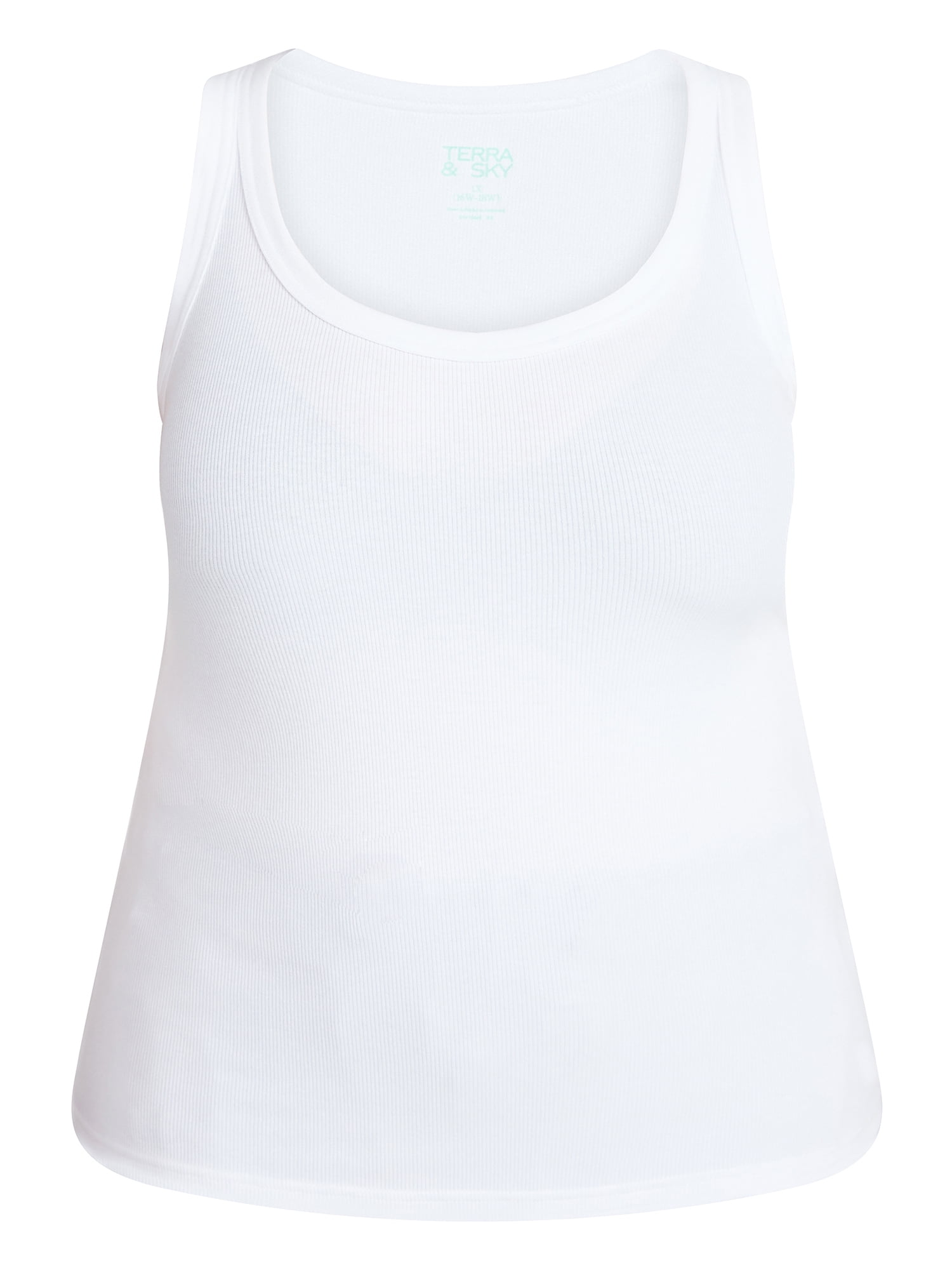 Terra & Sky Women's Plus Sleeveless Ribbed Scoop Neck Tank Top, Sizes 0X-5X