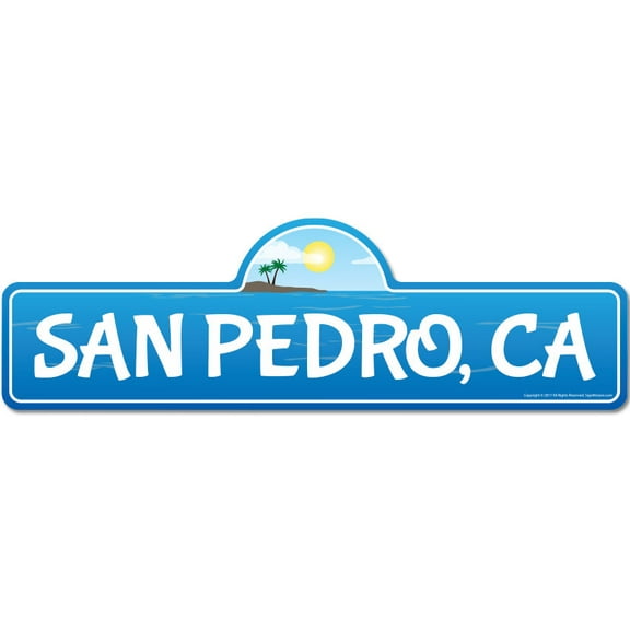 San Pedro CA California Beach Street Sign | Indoor/Outdoor | Surfer Ocean Lover Décor For Beach House Garages Living Rooms Bedroom | Signmission Personalized Gift