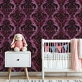 thumbnail image 3 of Vintage Peel and Stick Wallpaper 23.6in x 9.8ft Purple Black Baroque Damask Ornate Floral Motifs Contact Paper Vinyl Waterproof Self Adhesive Wall Paper for Bedroom Shelf Cabinet Renter Friendly, 3 of 8