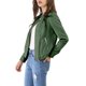 thumbnail image 4 of Chaqueta de moto con cremallera y cuello alzado para mujer INSPIRE CHIC, ligera, talla XL, color verde militar, 4 of 7