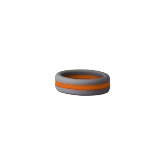 Grey and Orange Stripe Silicone Ring Size 11 by Lifebeats