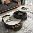 thumbnail image 3 of POVISON Lift-top Modern Nesting Coffee Table Set Of 2, White Sintered Stone Coffee Table Set For Living Room, 31.49'', Black, 3 of 8