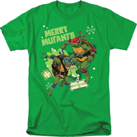 Teenage Mutant Ninja Turtles Merry Mutants Christmas Unisex Adult T Shirt, Kelly Green, Medium