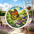thumbnail image 5 of Round Acrylic Hanging Decor 20cm with Metal Chain, Colorful Art Ornament for Indoor Outdoor Garden Patio, Stained Glass Style Suncatcher for Wall Window or Tree Decoration, 5 of 6