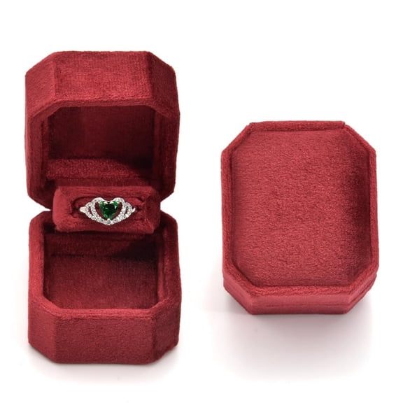 TAIMY Octagonal Velvet Proposal Ring Box, Single Slot Engagement Ring Box with Raised Ring Slot, Luxury Wedding Jewelry Gift Box (Red)