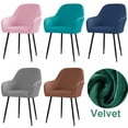 thumbnail image 5 of Velvet Curved Back Dining Room Chair Covers with Arms Stretch Swivel Bar Stool Chair Slipcover with Armrest Accent Removable Vanity Kitchen Office Desk Armchair Protector Covers, 5 of 5