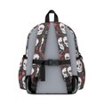 thumbnail image 3 of Skull and Flower Gothic Pattern Cute School Backpack with Padded Back and Adjustable Shoulder Straps 13.4"x11"x4.7", 3 of 5