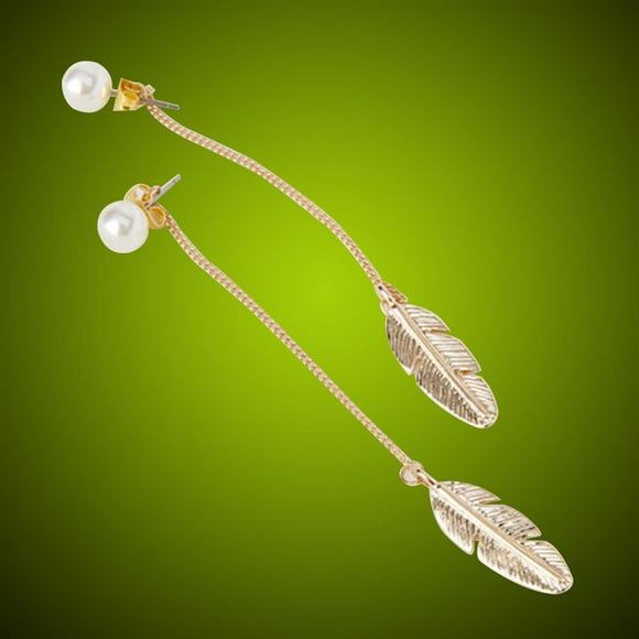 OULII 1 Pair Delicate Leaf Drop Earrings Costume Jewelry for Women 9.5x0.39x0.12in