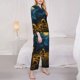 thumbnail image 3 of Balery Oil Starry Sky Sunflower Conjunto de Pijama con Estampado para Mujer, Conjunto de Dos Piezas con Manga Larga, Ropa de Dormir Suave con Bolsillos, Pijamas Cómodos-X-Large, 3 of 7