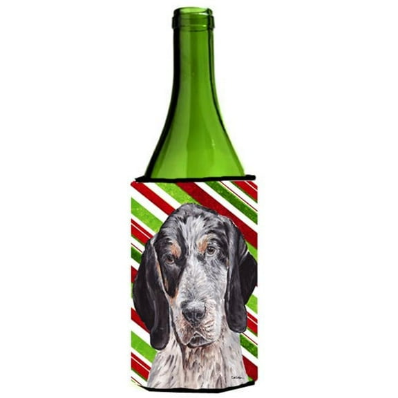 Blue Tick Coonhound Candy Cane Christmas Wine bottle sleeve Hugger 24 Oz.