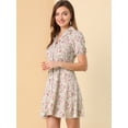 thumbnail image 2 of Vestido camisero floral vintage de gasa Allegra K con botones y manga corta Rosa S, 2 of 6