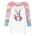 thumbnail image 4 of BiZtdJrK Women's Happy Easter Shirt 3/4 Sleeve Funny Tops Rabbit Graphic Colored Eggs Print Tees Cotton Crew Neck T-Shirts Easter Day Gifts Pink XL Weekly Sales, 4 of 6