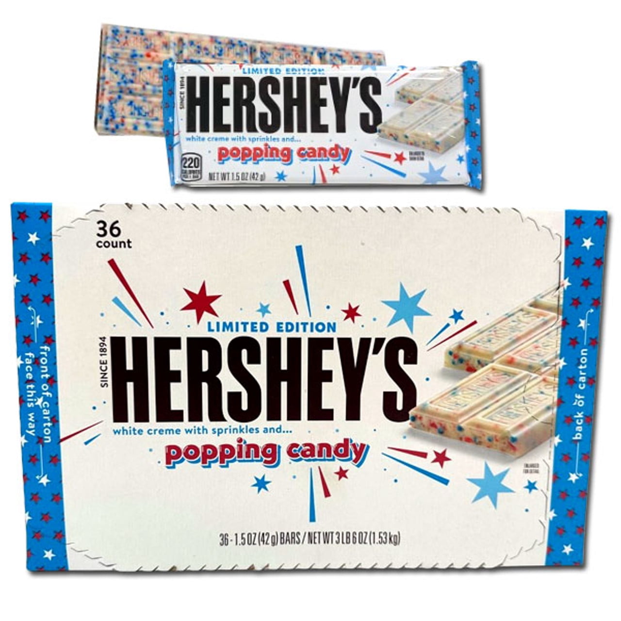 Hershey's Limited Edition White Creme with Sprinkles and Popping Candy 1.5 oz. Bar