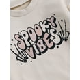 thumbnail image 6 of Newborn Baby Girls Bubble Romper Long Sleeve Crew Neck Spooky Vibes Pumpkin Ghost Print Bodysuit Infant Halloween Outfits, 6 of 9