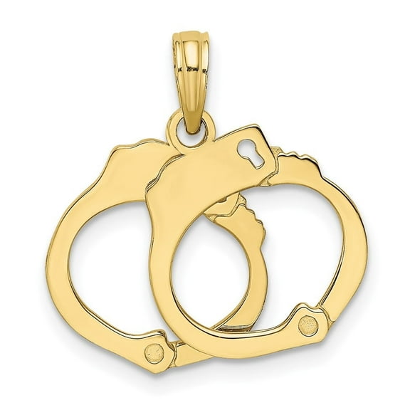Auriga Fine Jewelry 10K Yellow Gold Moveable Handcuffs Charm Pendant for Women (L-19.3 mm,W-13.95 mm)
