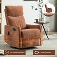 thumbnail image 3 of GVN Heat Massage Reclining Sofa Chair with Chenille Fabric, Home Reclining Seating with Rocker and Swivel for Living Room, Orange, 3 of 7