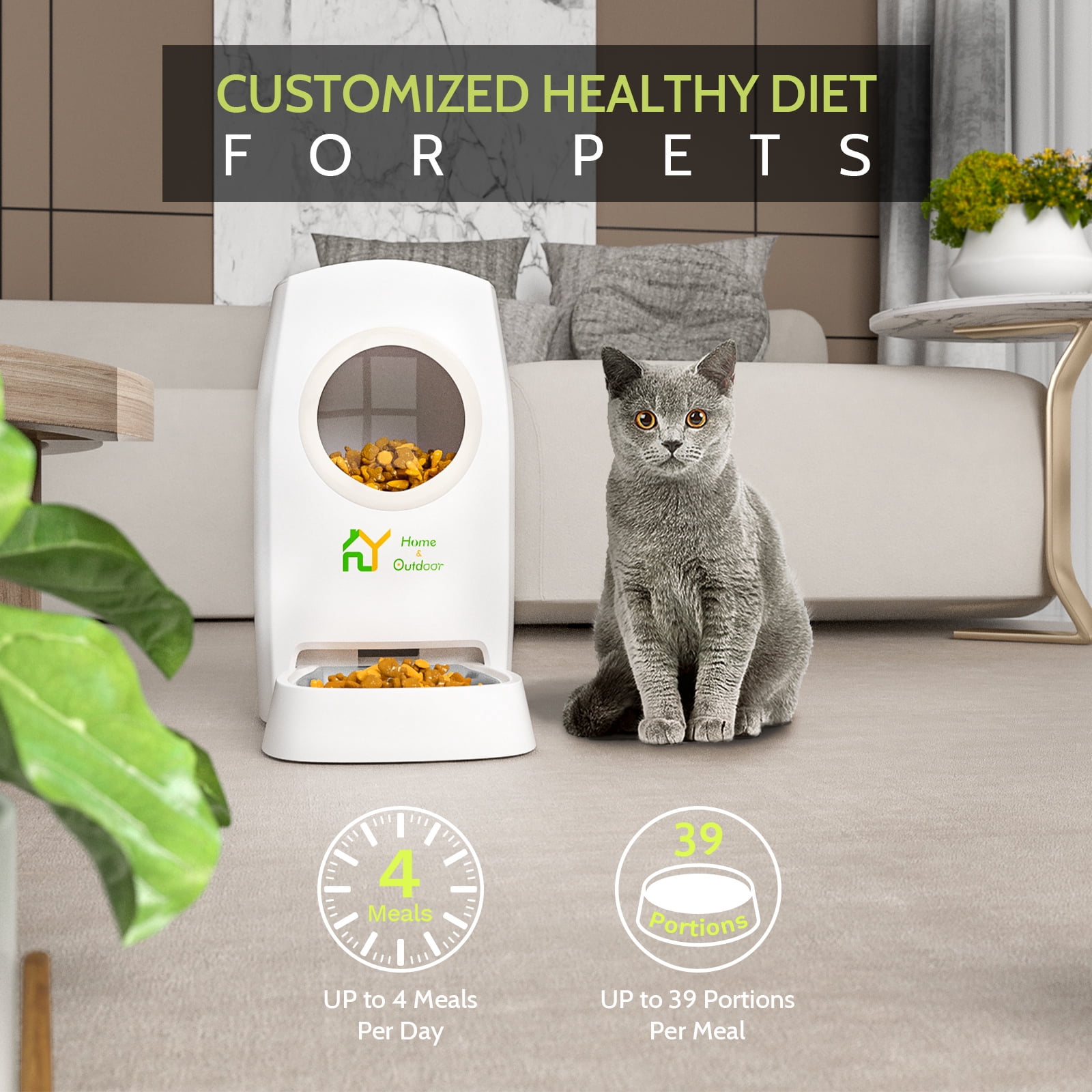 S.Y. 6L Automatic Cat Feeder Timed Smart Pet Feeder for Dogs and Cats Food Dispenser with Portion Control, Voice Recorder