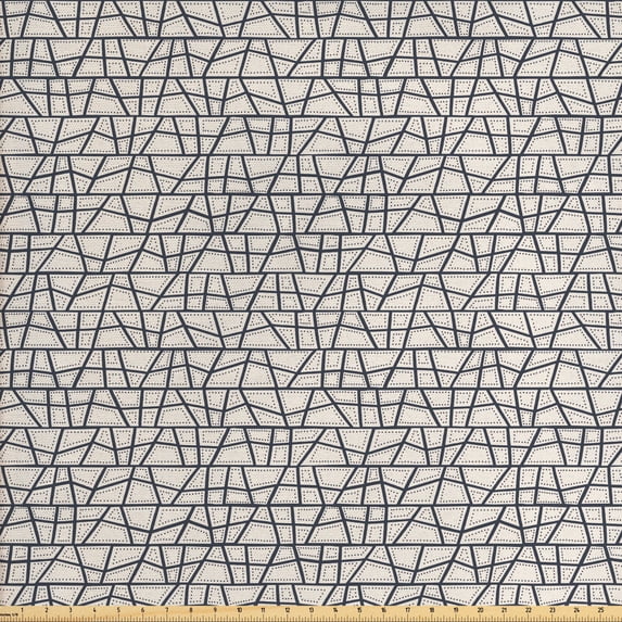 Traditional Fabric by the Yard, Aboriginal Patterns Ethnic Australian Motifs with Dotted Elements, Upholstery Fabric for Dining Chairs Home Decor Accents, Dark Grey and Eggshell by Ambesonne