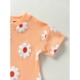 thumbnail image 5 of Suealasg Baby Girls Romper Short Sleeve Round Neck Flower Print Bodysuit Jumpsuit 3M 6M 12M 18M 24M Newborn Girls Summer Casual Clothes, 5 of 6