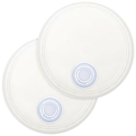 LABSERRON 2Pcs White Plastic Bucket Lid for Airtight Liquid Storage Flat Design