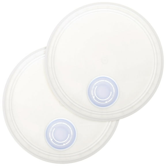 LABSERRON 2Pcs White Plastic Bucket Lid for Airtight Liquid Storage Flat Design
