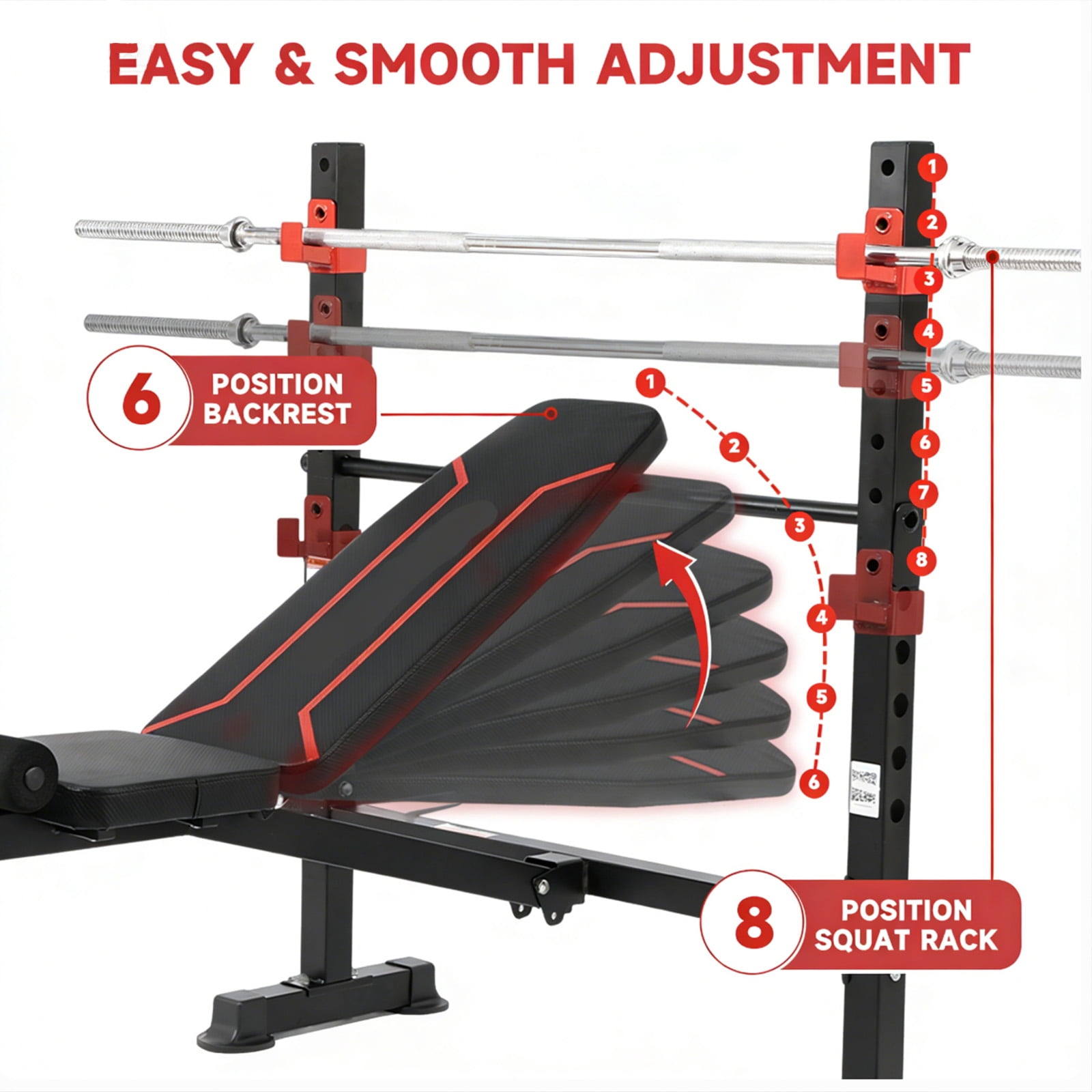 Foldable 750LBS Weight Bench Set, Adjustable Workout Bench Set for Home Gym Exercise with Leg Extension and Squat Rack, Bench Press Set for Men & Women Full Body Strength Training