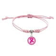 thumbnail image 1 of Cancer Awareness Bracelets Handmade Adjustable Cord Thread Ribbon Courage Friendship Support for Women, 1 of 3