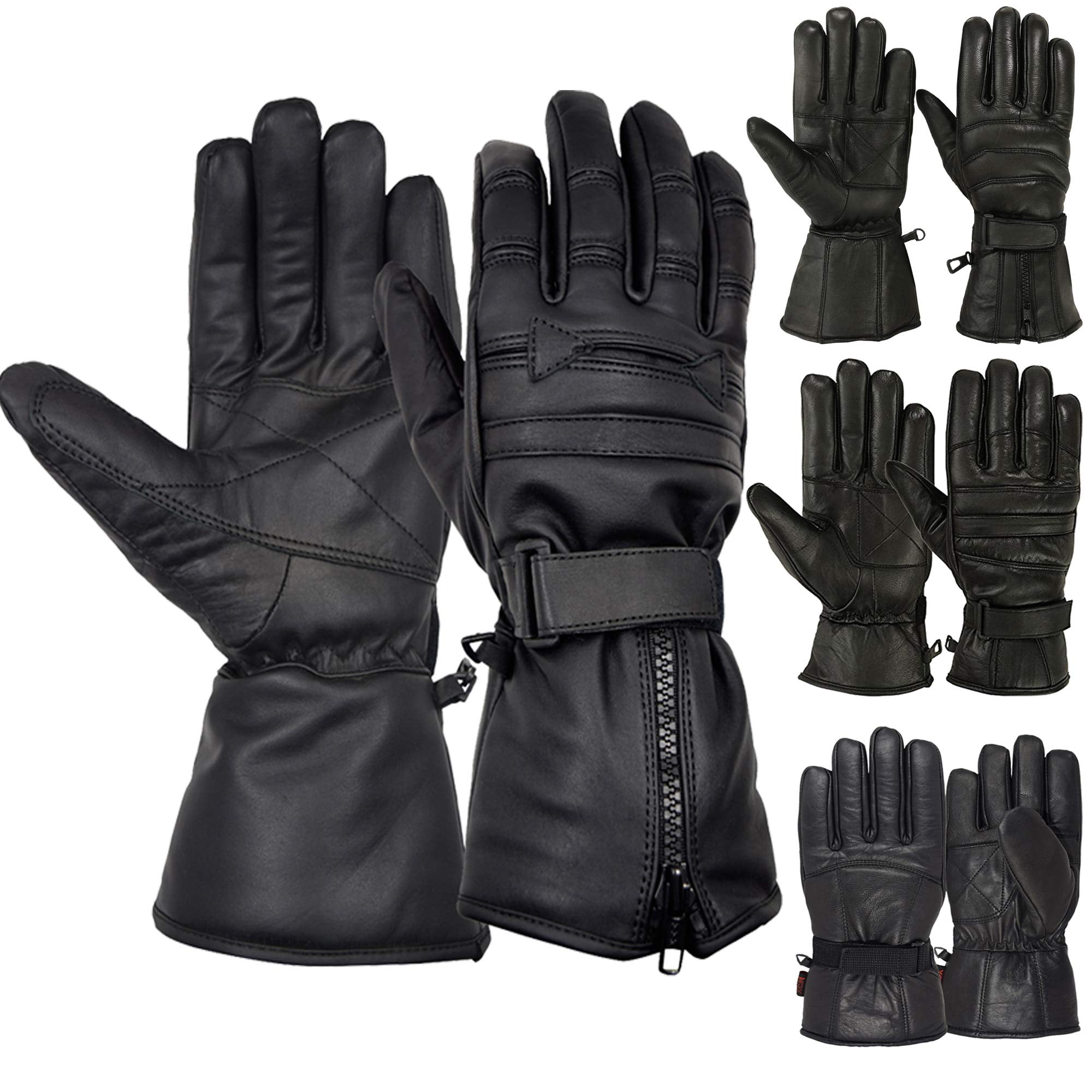 Men's Genuine Sheep Leather Winter Street Cruiser Motorcycle Thermal Gloves XL