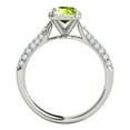 thumbnail image 3 of Mauli Jewels Rings for Women 3.40 Carat Diamond And Emerald Shaped Peridot Ring 4-prong 10K White Gold, 3 of 7