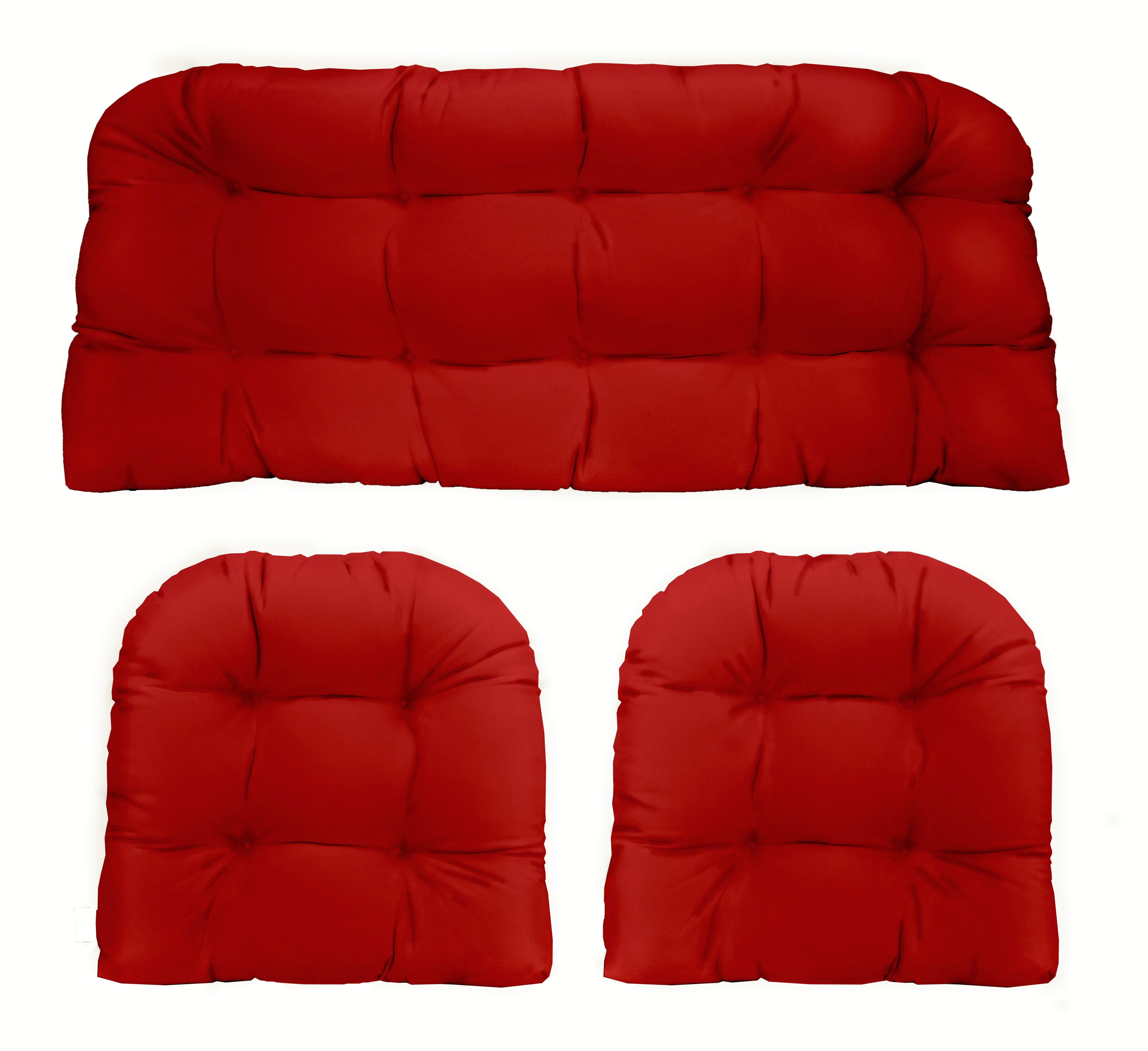 Rsh Decor Assorted Red Solid Print UShape Cushion Set Outdoor Seating