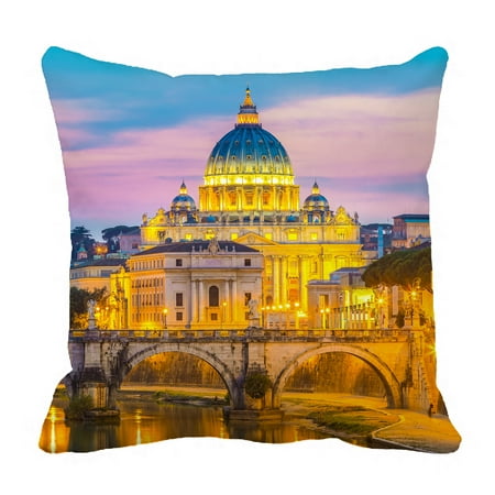 YKCG View at St. Peter's Cathedral in Rome European Italy City Landmark Pillowcase Pillow Cushion Case Cover Twin Sides 18x18