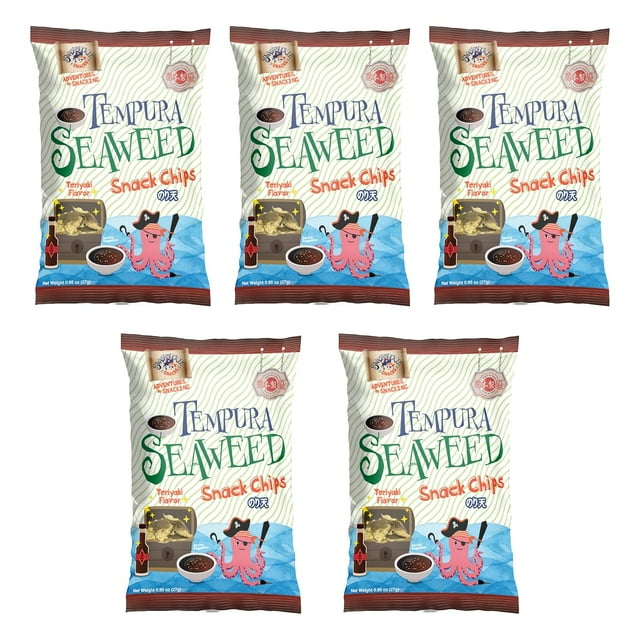 Crispy Tempura Seaweed Snack Chips Teriyaki Flavor 0.95oz (27g) - 5pack, Made in Japan, Otsumami