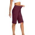 thumbnail image 4 of ABATAB Women's Pize Size Workout Shorts with Pockets Bermuda Athletic Gym Shorts Elastic Waisted Wide Leg Walking Running Casual Shorts, 4 of 7