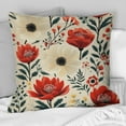 thumbnail image 2 of Designart "Nostalgic Florals in Red and Beige" Floral Printed Throw Pillow, 2 of 5