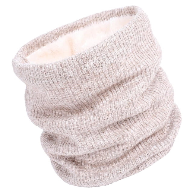 UPOUART 1Pack Creative Double-Layer Scarf Winter Neck Gaiter for Women Beige