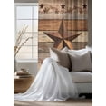 thumbnail image 4 of Sheer Curtains 72 Inches Long, Western Texas Star Retro Semi Sheer Curtains Light Filtering Window Treatment, Vintage Farmhouse Berry Brown Wood Privacy Voile Drapes for Living Room 52x72 Inch, 4 of 7