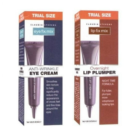 Claudia Stevens Eye Fix Mix Eye Cream and Lip Fix Mix Lip Plumper Trial Size Combo Pack - 1 of Each!