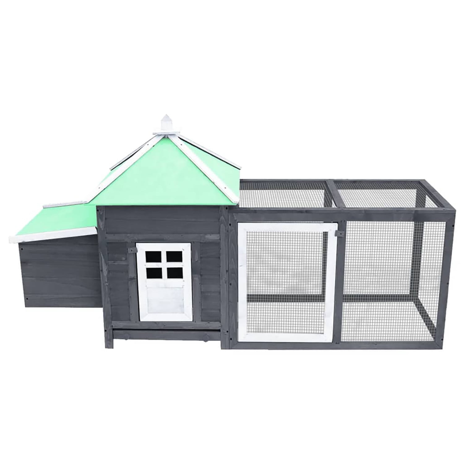 Pefilos 74.8" Wood Outdoor Large Rabbit Hutch Chicken Coop with Nest Box Pet Cages for Small Animals, Gray Pefilos 74.8" Wood Outdoor Large Rabbit Hutch Chicken Coop with Nest Box Pet Cages for Small Animals, Gray