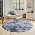 thumbnail image 6 of ZENELESS Round Fluffy Rug for Kids Room,4x4ft Tie-dye Silver Gray Shaggy Bedroom Carpet, Furry Comfy Teepee Mats for Nursery Room,Teen Room,Reading Nook,Home Decor, 6 of 8