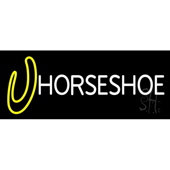 Horse Shoe Block Logo LED Neon Sign 10 x 24 - inches, Black Square Cut Acrylic Backing, with Dimmer - Bright and Premium built indoor LED Neon Sign for store interior Décor, Storefront.