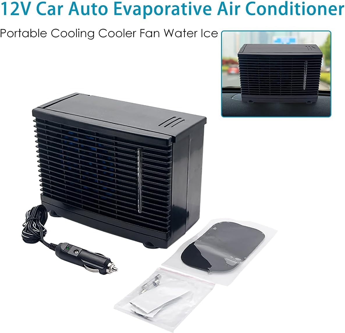 Efficient Cooling, Portable Air Conditioner for Home Car, 12V Cooling Fan Water Ice Air Condition Quiet Operation