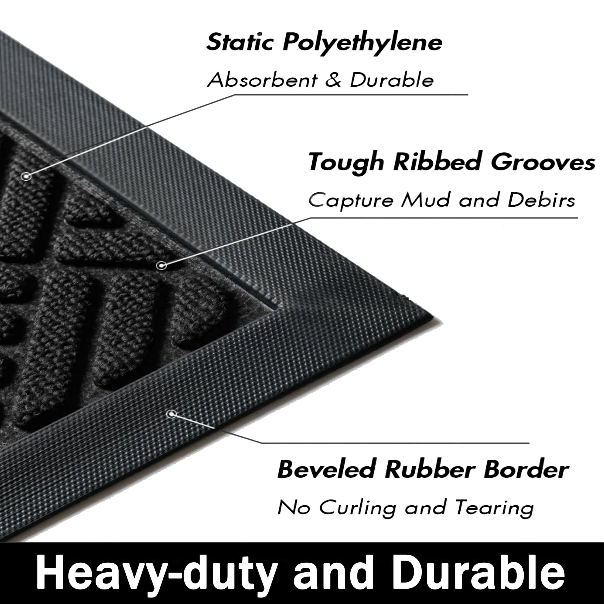 WANLISEL 3 x 5 ft Anti-Slip Carpet Door Mat, Entrance Floor Doormat, Industrial Entry Carpet Indoor Outdoor Entryway Rug, Black