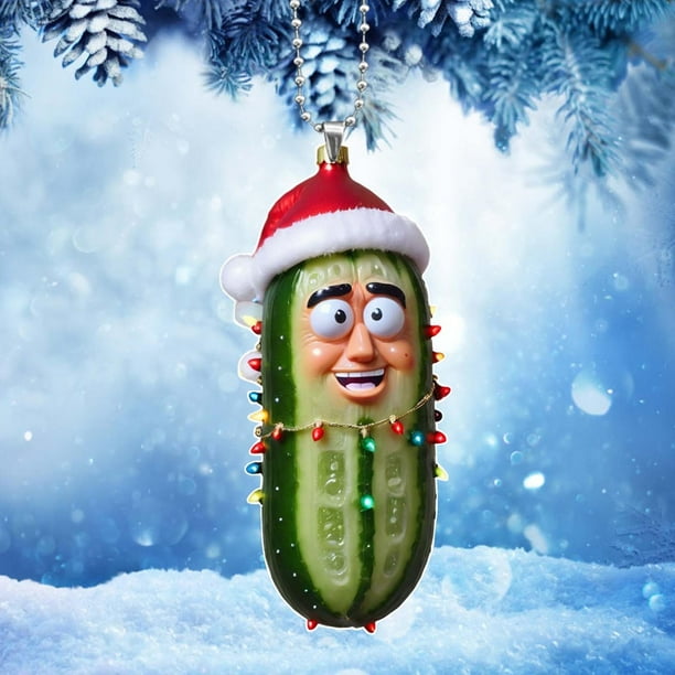 Multi Functional Acrylic Decorative Christmas Tree Pendant Cute Mini Cucumber Christmas Pendant