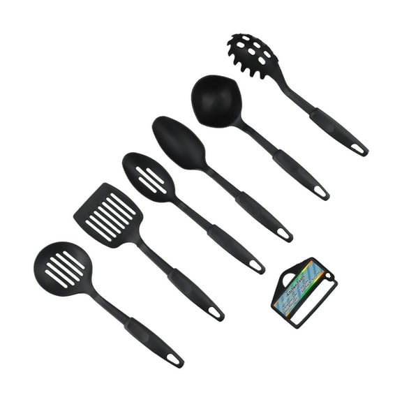 ACDANC Silicone Kitchen Cooking Utensil Set,High Heat Resistant 11in Long Kitchen Gadgets,Non Stick Rubber Cook Accessories For Stir Frying,Serving,Basting,Mixing (6 Pieces,Black)
