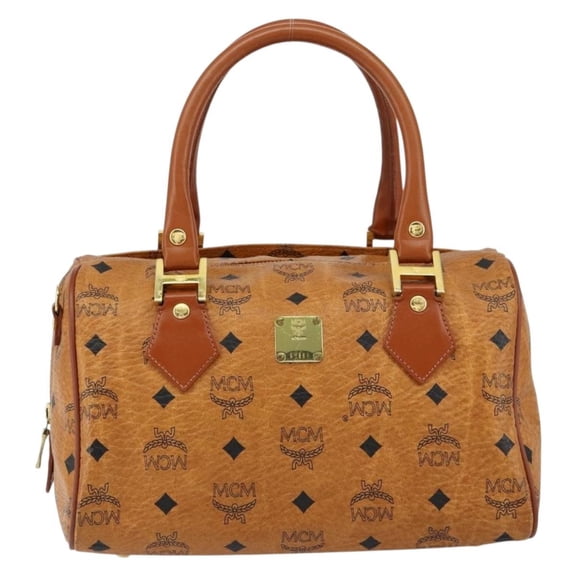 Pre-Owned MCM Visetos Logogramme Canvas And Leather Brown Leather Handbag