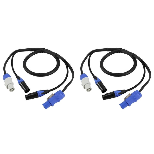 2X High Quality Powercon 3-Pin XLR Combo Cable 1m DMX512 Power Con Cable for Stage Lighting Led Screen