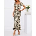 thumbnail image 5 of Merokeety Womens Summer Dresses Square Neck Mesh floral Graduation Maxi Dress Apricot xl, 5 of 8